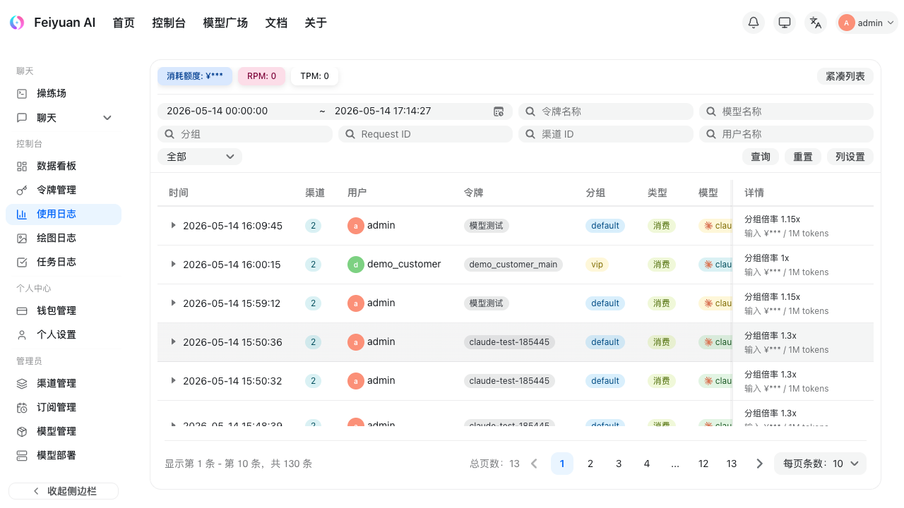 飞源后台使用日志截图